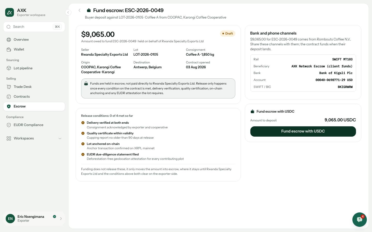 Fund escrow