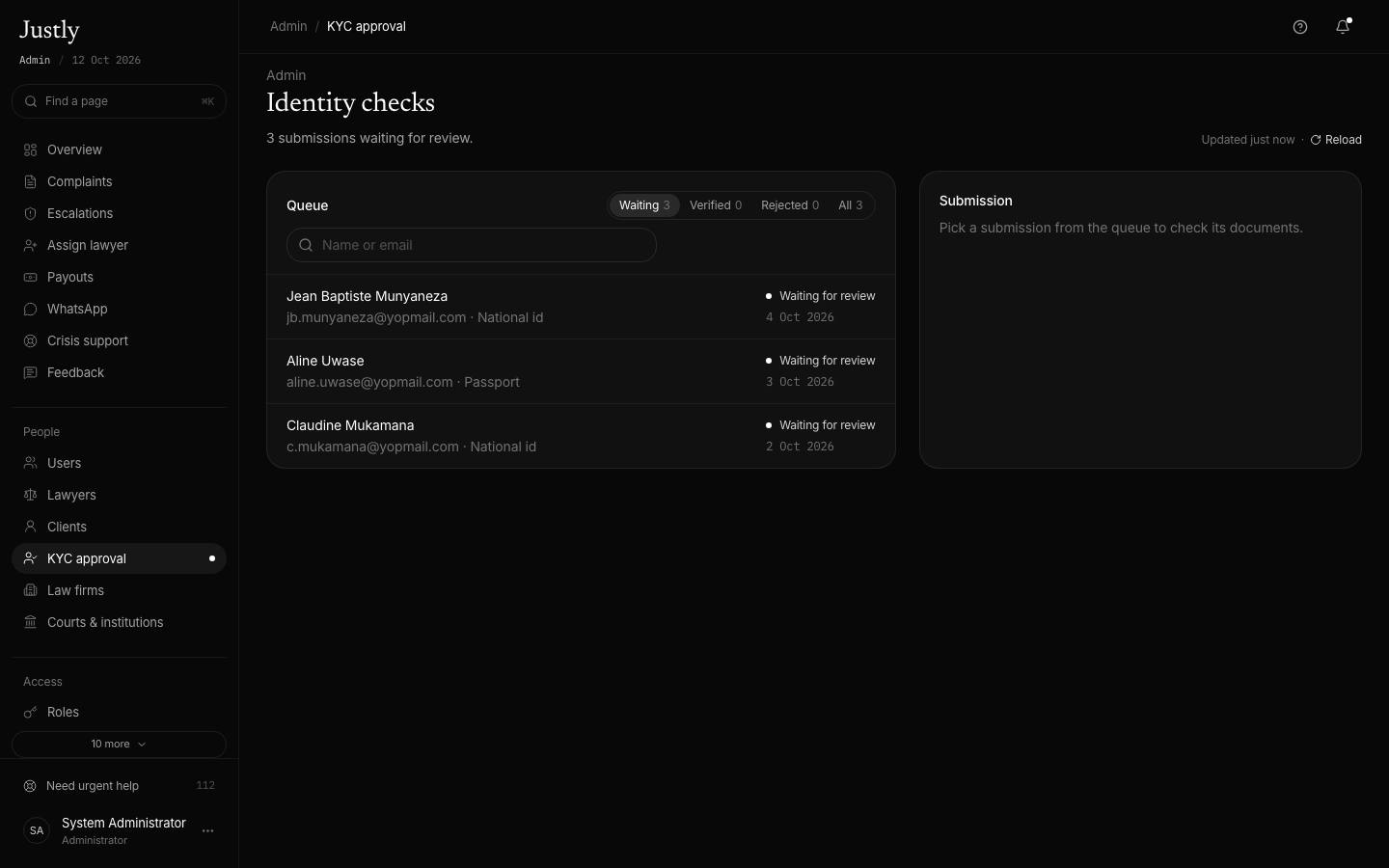 Identity checks queue