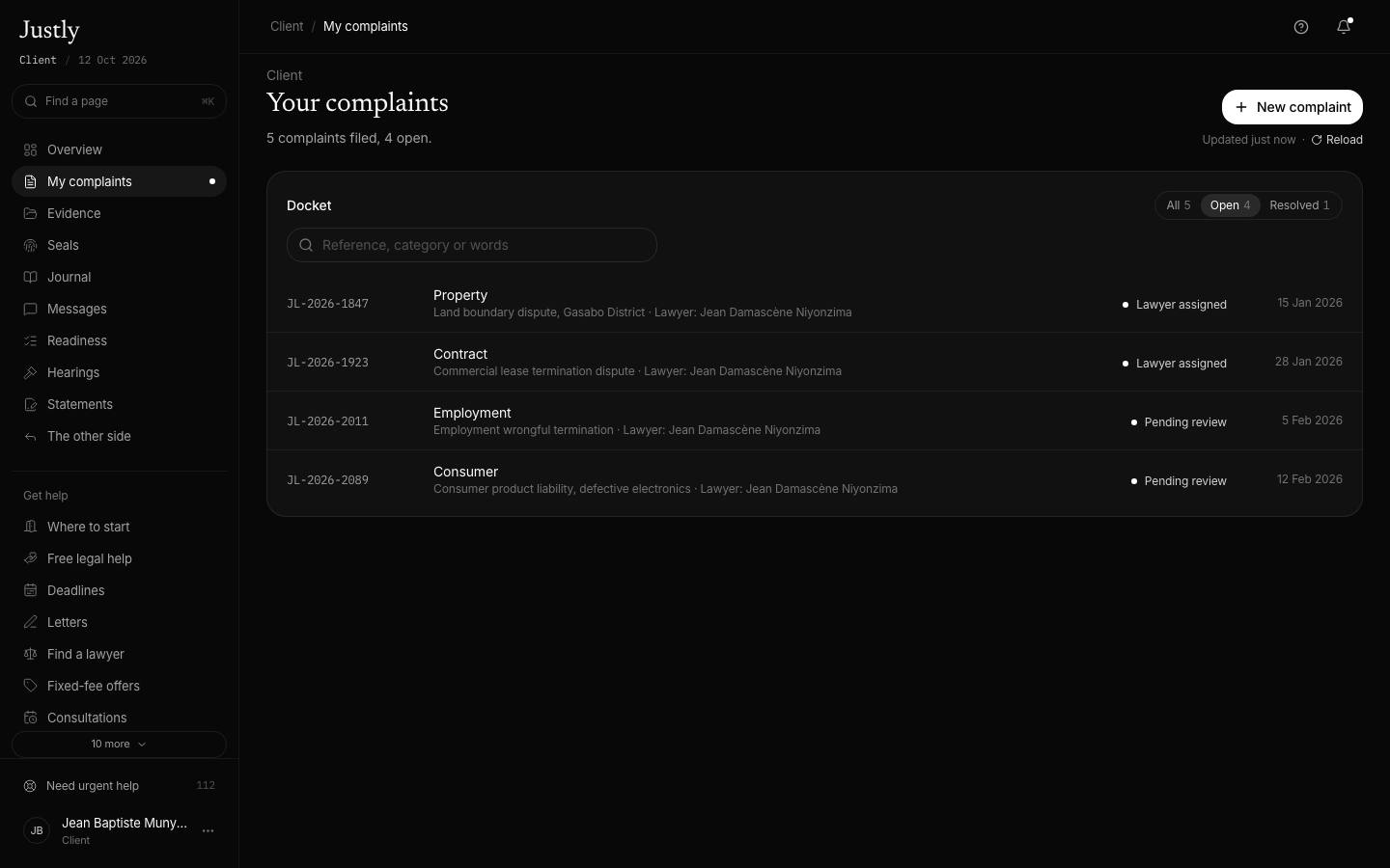 Complaints docket