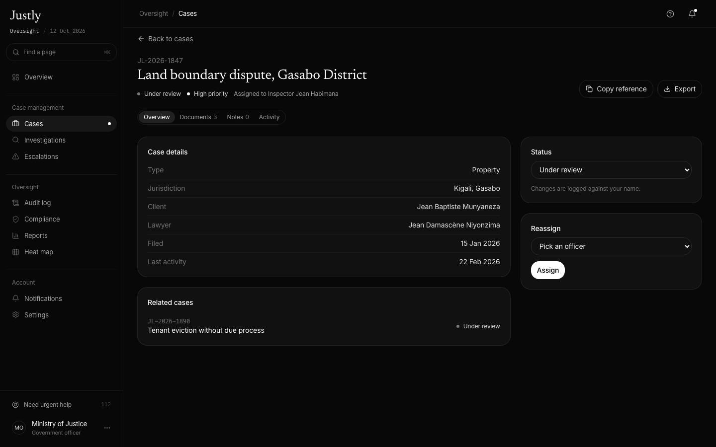 Oversight case page