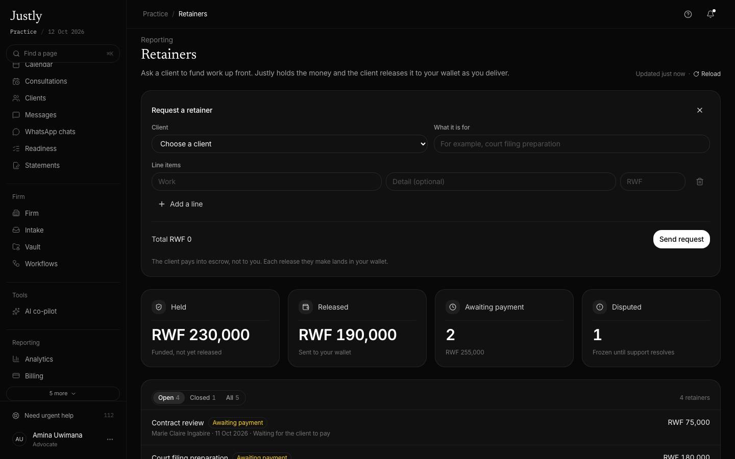Request a retainer