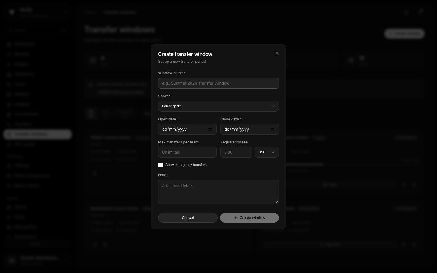 Create window dialog