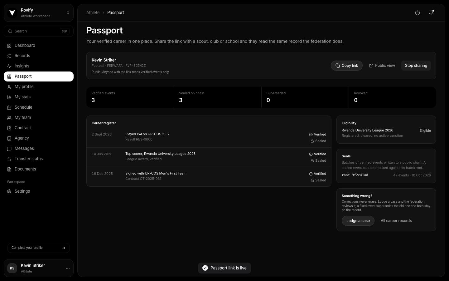 Passport sharing panel